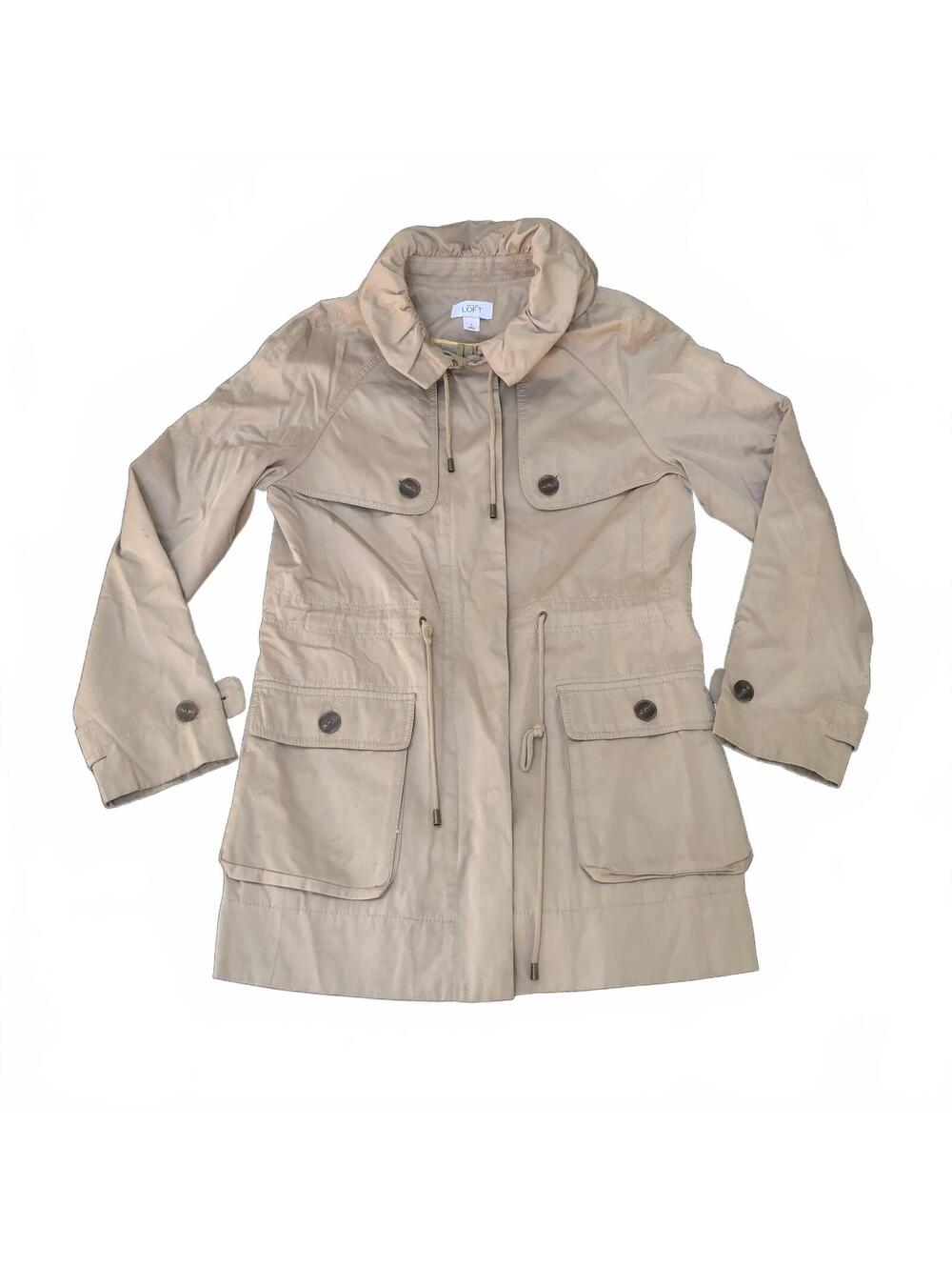 Ann Taylor LOFT Beige Drawstring Utility Jacket Size S